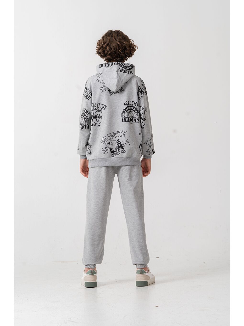 Gri Academy California Champ League Since 1979 Baskılı Erkek Çocuk Alt Üst Eşofman Takımı-2