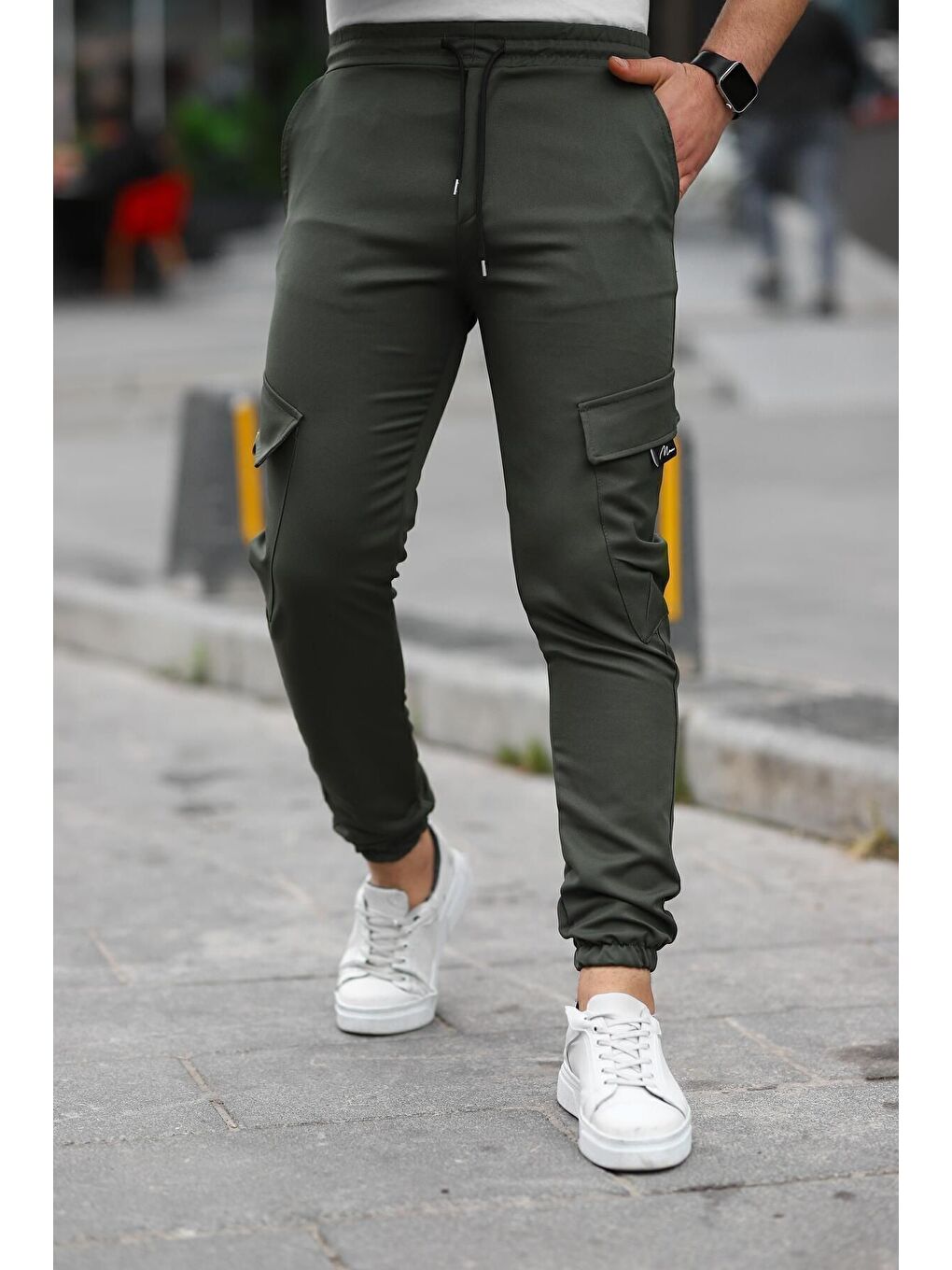 Haki Erkek Bel Lastikli Jogger Paça Lastik Pantolon