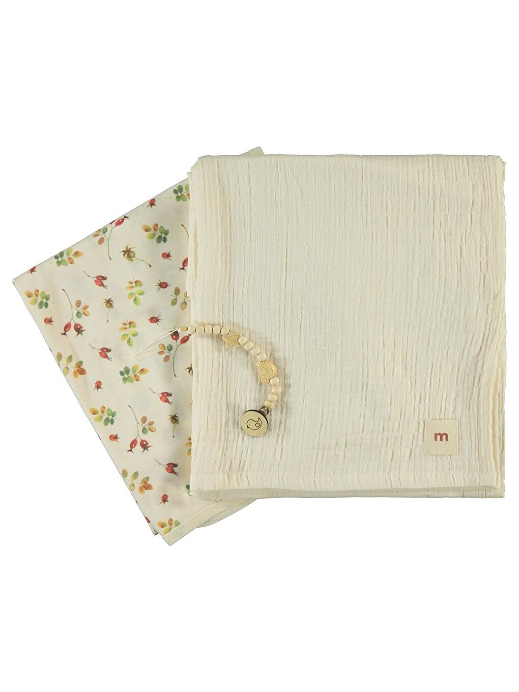 Baby Çiçek Baskılı Battaniye - Ekru Standart-5