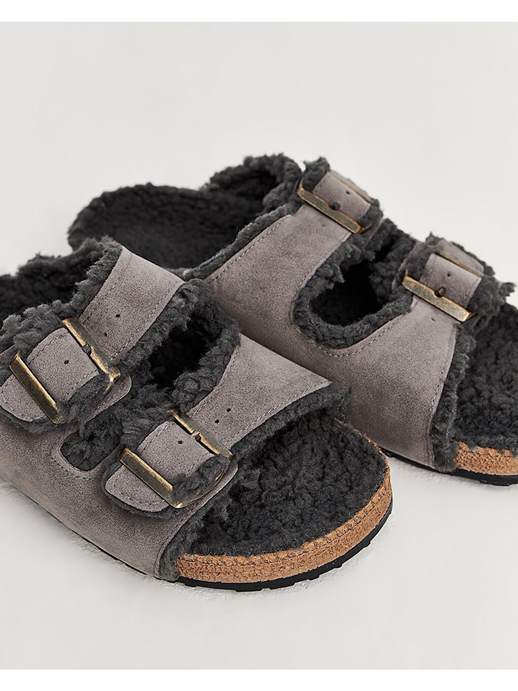 Antrasit Kadın Tokalı Ev Terliği - Drew-C - A-3