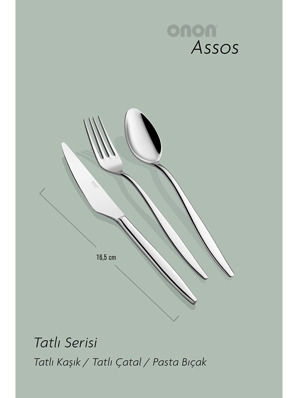 Gri Assos 18 parça tatlı takımı 18/10