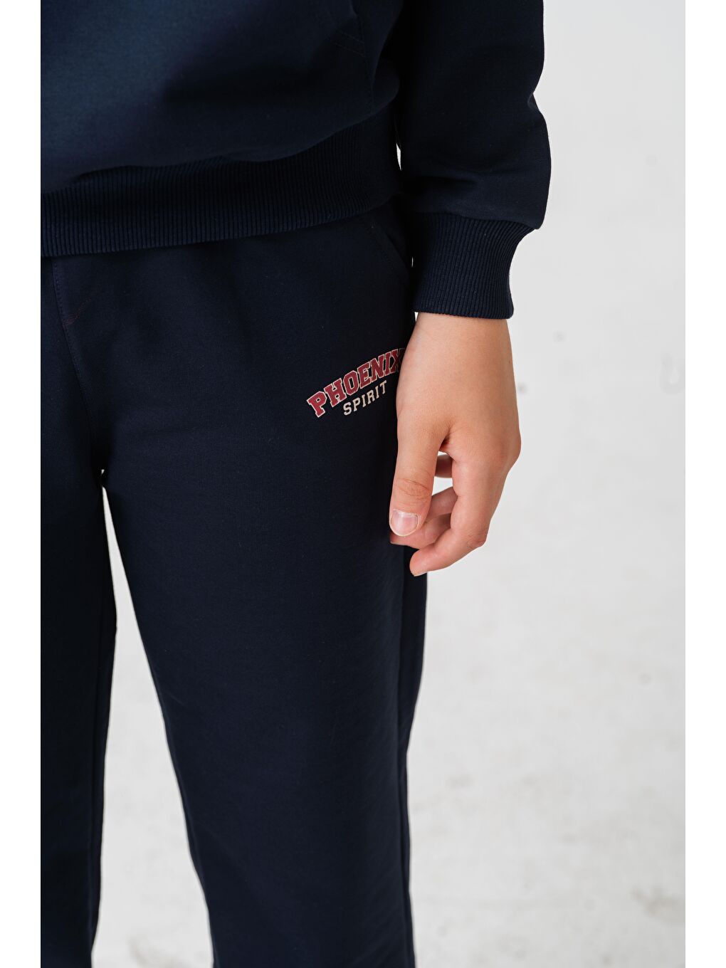 Lacivert Phoenix Spirit Baskılı Kanguru Cepli Erkek Çocuk Alt Üst Eşofman Takımı-4