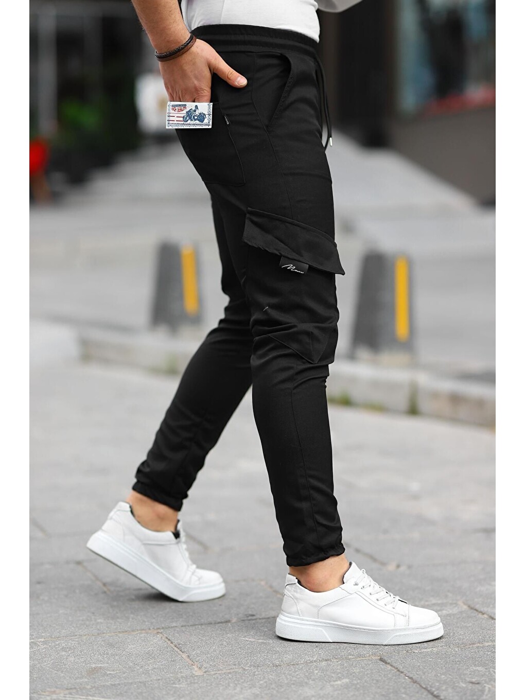 Siyah Erkek Bel Lastikli Jogger Paça Lastik Pantolon