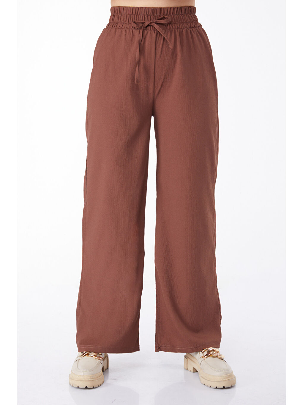 Kahverengi Beli Lastikli Pantolon Kahve - 27074-2
