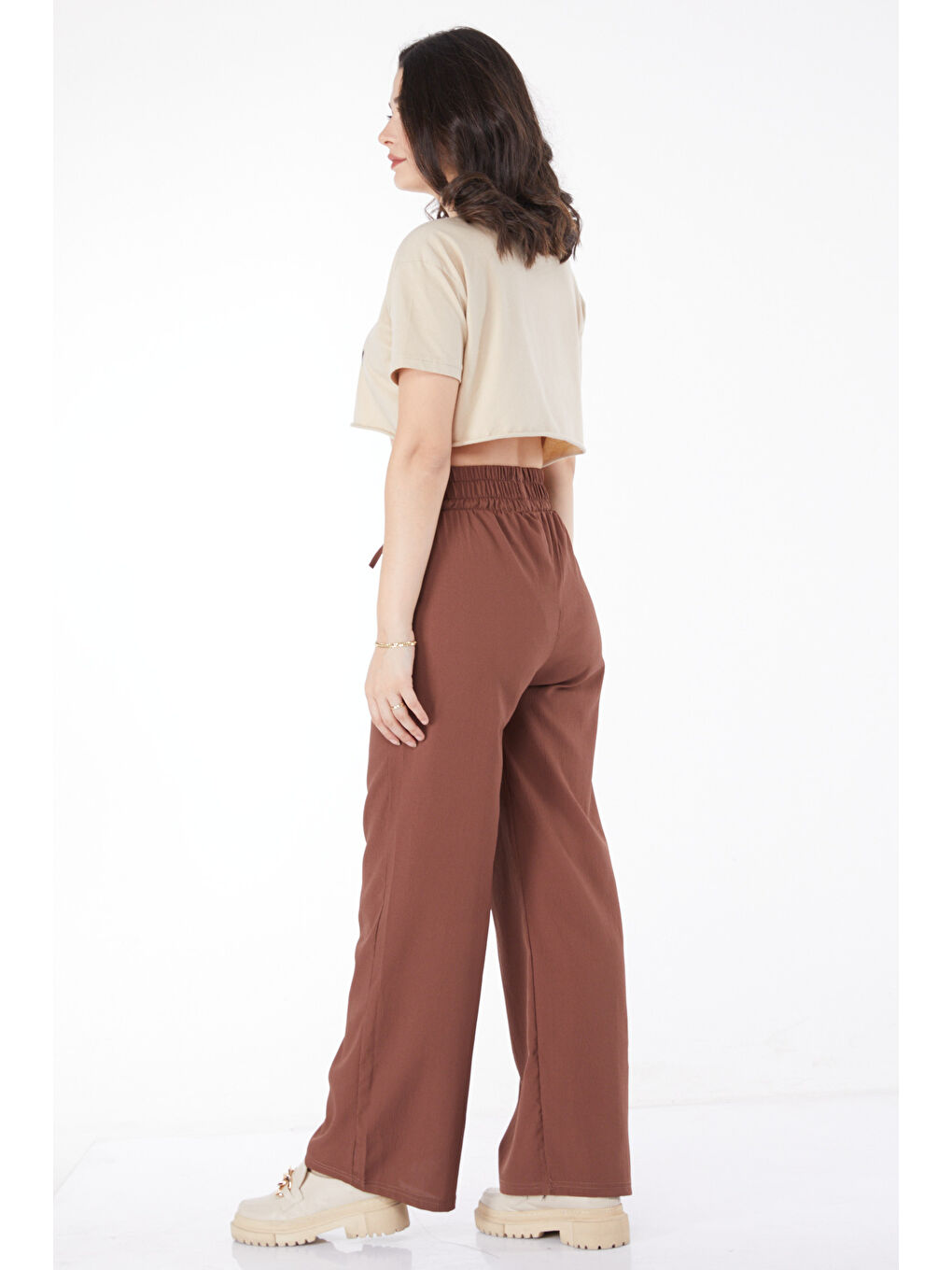 Kahverengi Beli Lastikli Pantolon Kahve - 27074-4
