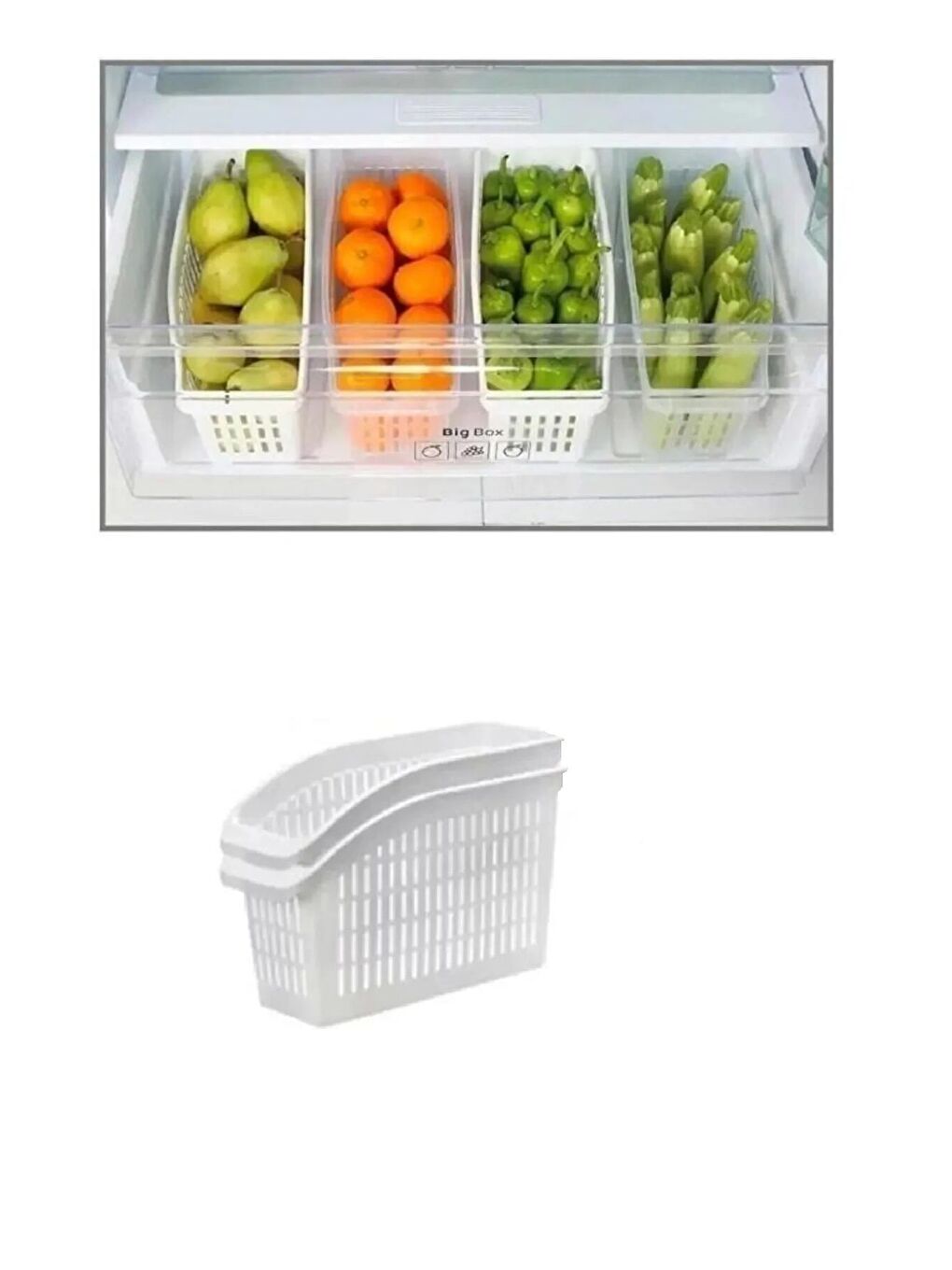 Beyaz 6'lı Buzdolabı İçi Düzenleyici Sebze Meyve Düzenleyici Dolap İçi Organizer-1