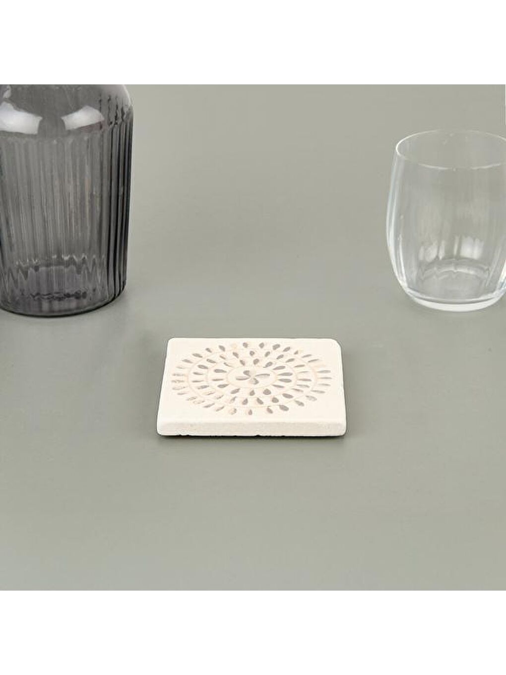 Kitchen Butas Tekli Bardak Altlığı - Bej - 10 cm