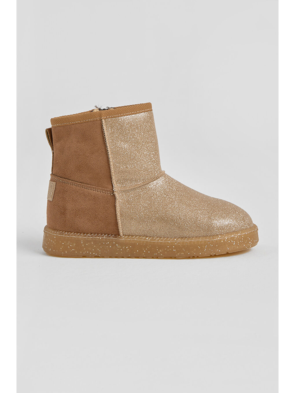 Kahverengi Kız Çocuk Taba Simli Termo Taban Süet Görünümlü İçi Kürklü Kısa Bot-1