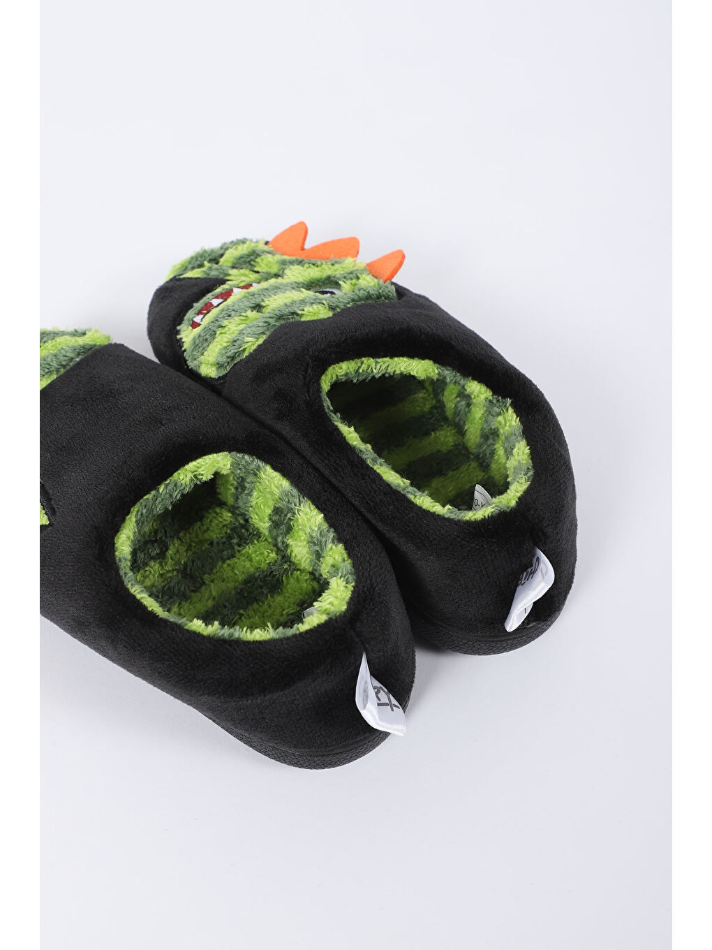Yeşil Çocuk Kışlık Dinozor Figürlü Ev İçi Ayakkabı - Yoko-3