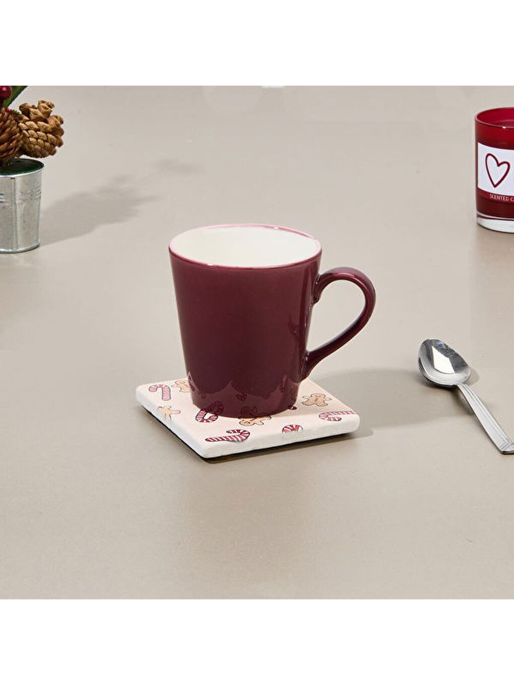 Evidea Karişik Kitchen Kurabiye Adam Bardak Altlığı - Renkli - 10 cm