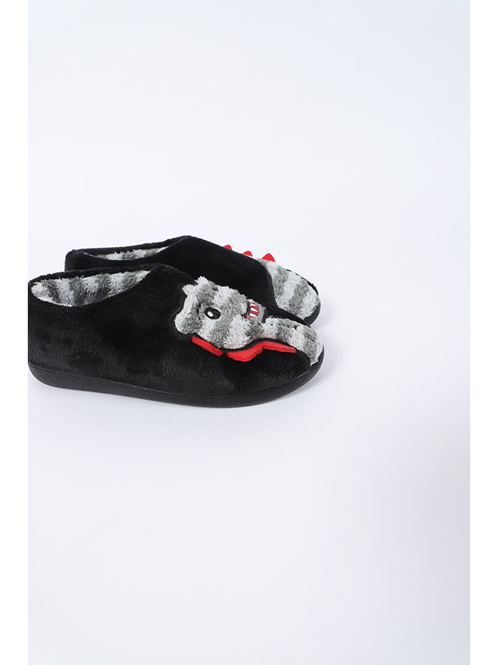 Gri Çocuk Kışlık Dinozor Figürlü Ev İçi Ayakkabı - Yoko-3