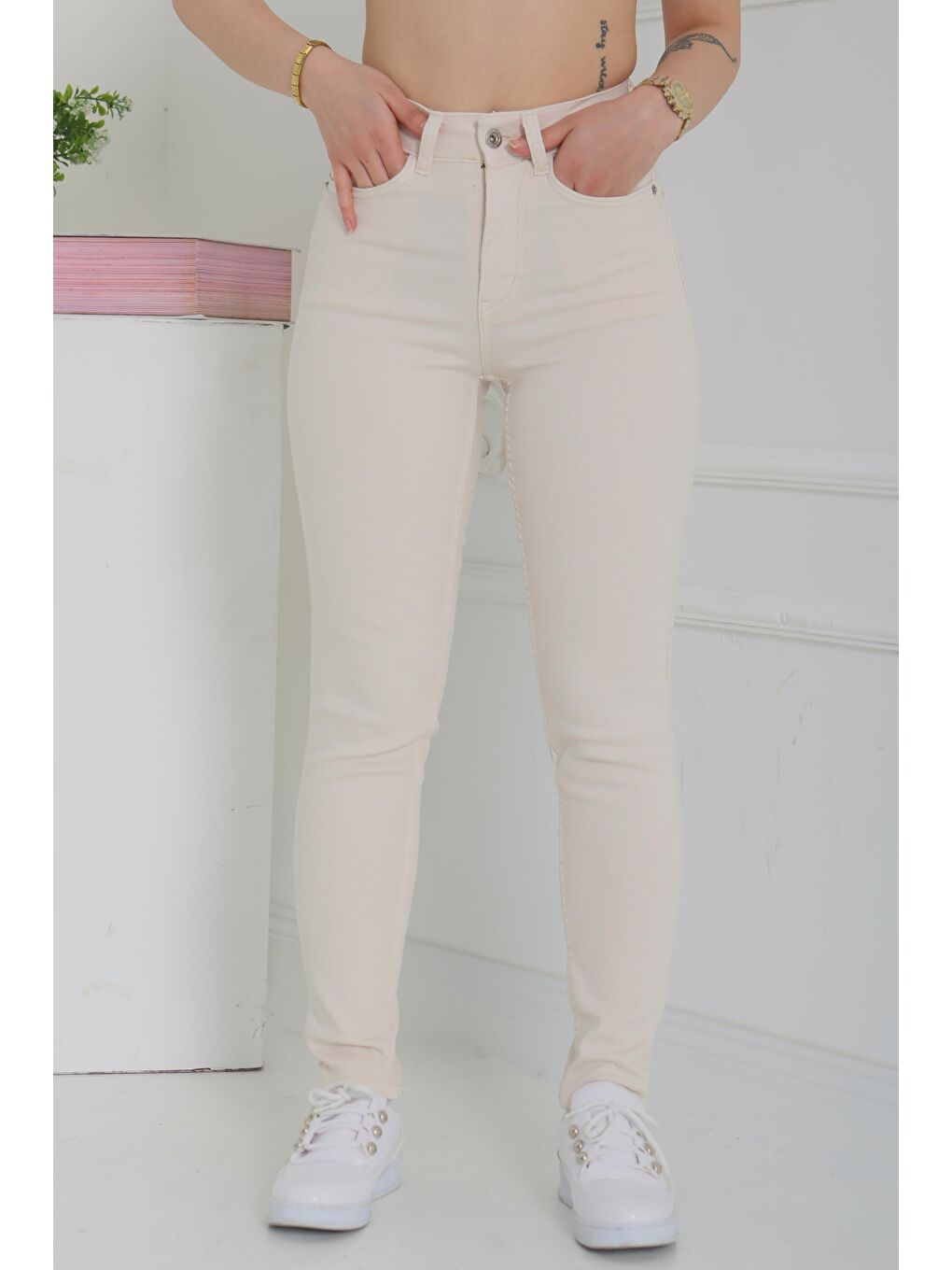 Ekru Mom Jean Pantolon Krem   13360-2