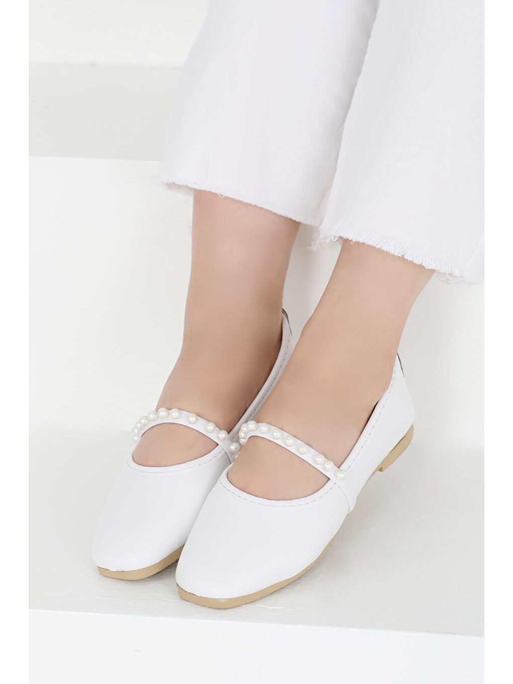 Kadın Beyaz İncili Babet - 27400-1