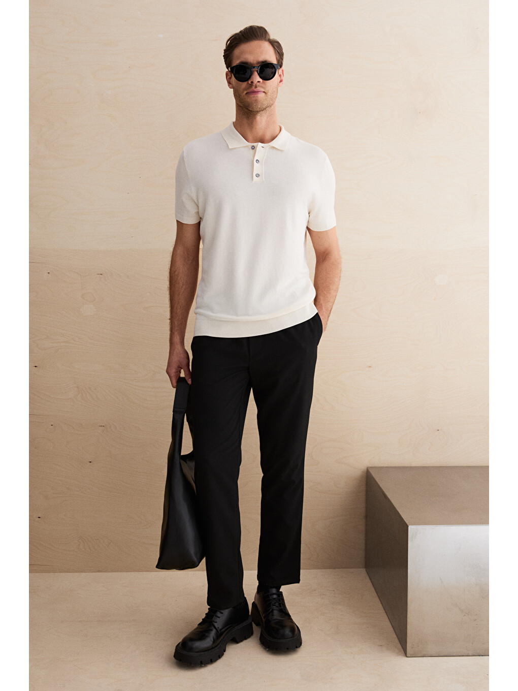 Vesto Erkek Triko Ekru Polo Yaka T-shirt-3