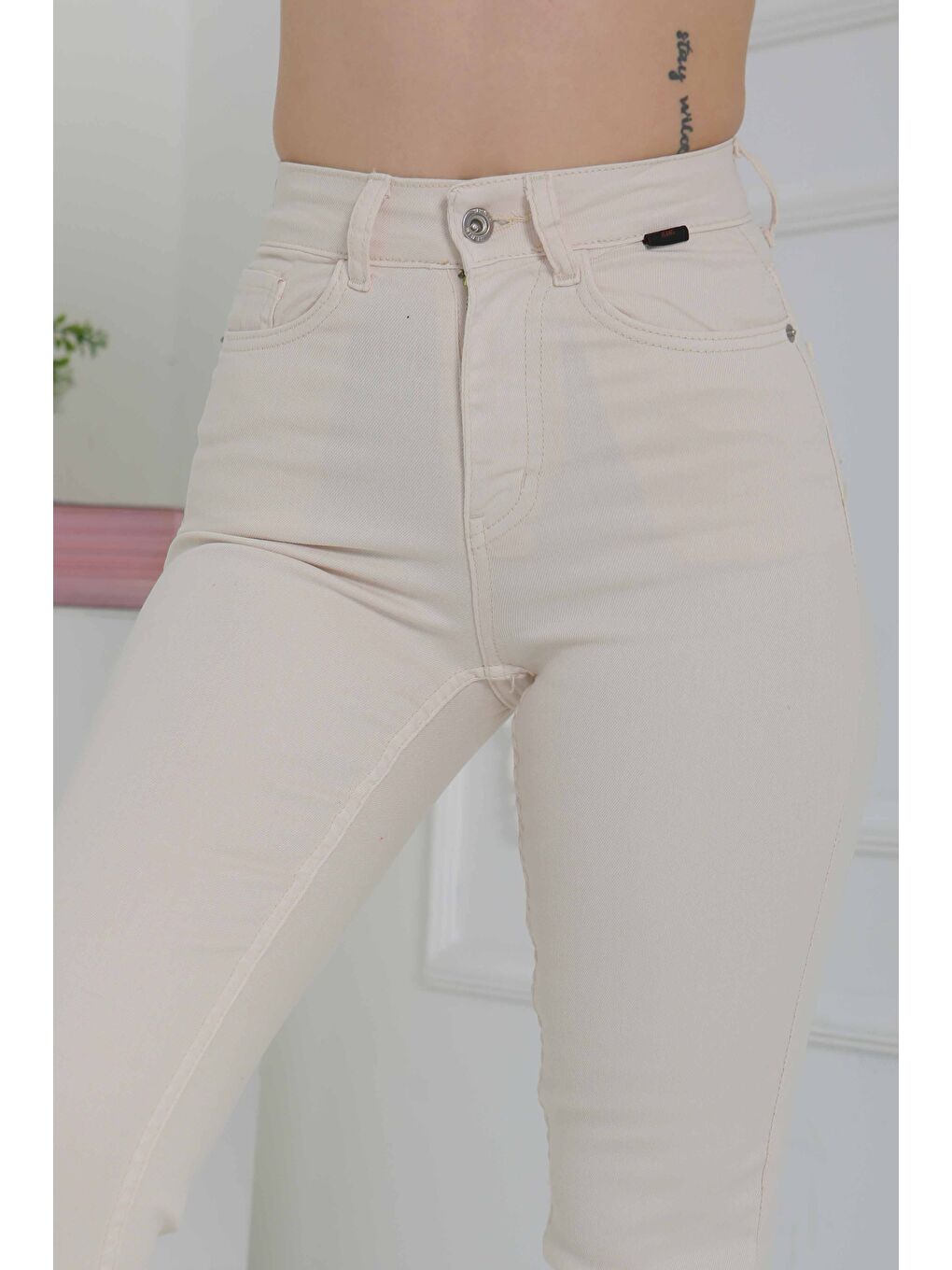 Ekru Mom Jean Pantolon Krem   13360-4