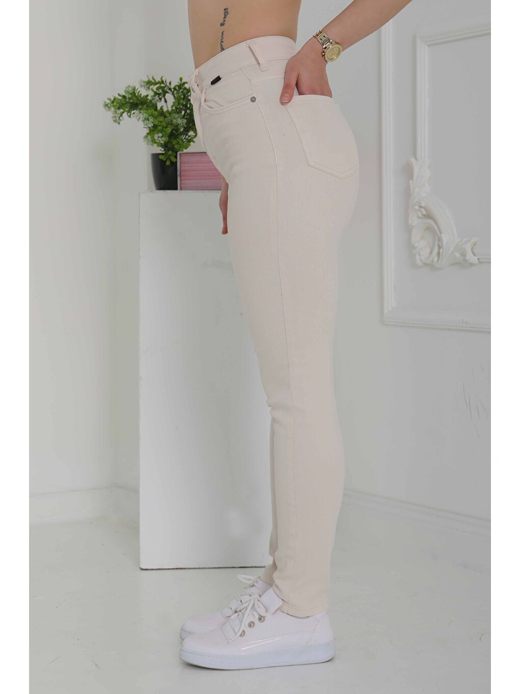 Ekru Mom Jean Pantolon Krem   13360-5