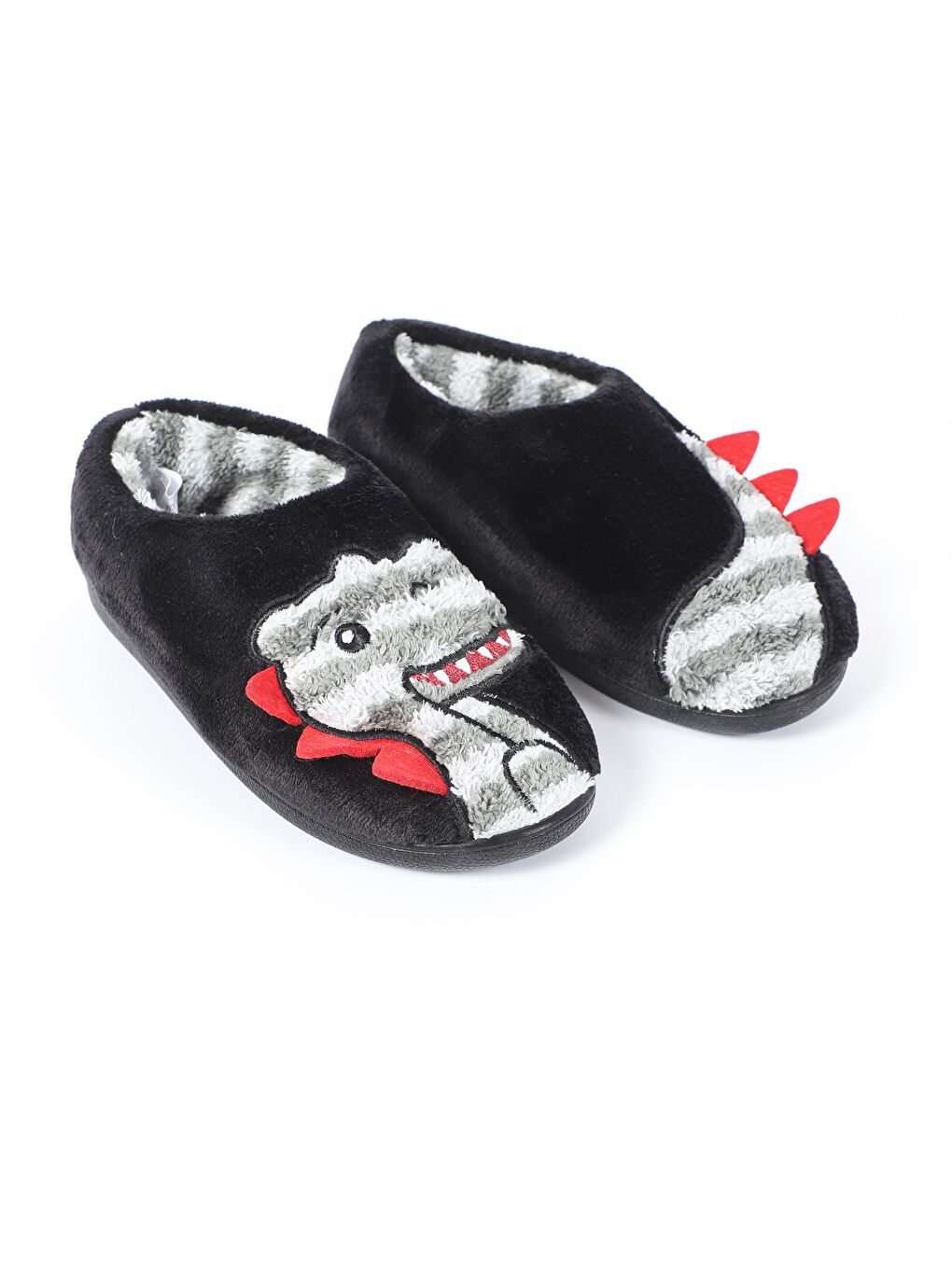 Gri Çocuk Kışlık Dinozor Figürlü Ev İçi Ayakkabı - Yoko-4