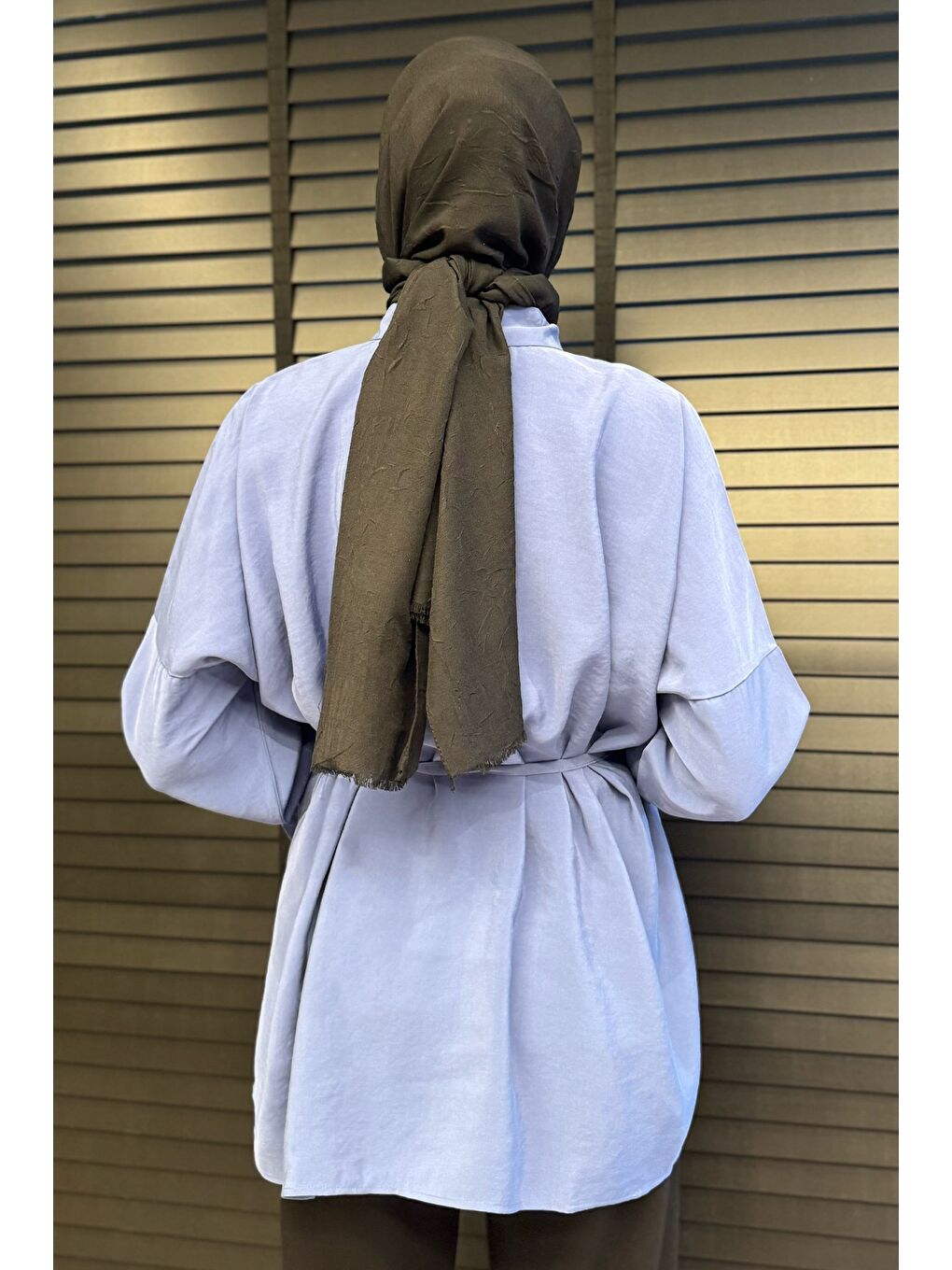 İndigo Kadın Ön Büzgü Detaylı Bel Bağlamalı Tesettür Tunik-6