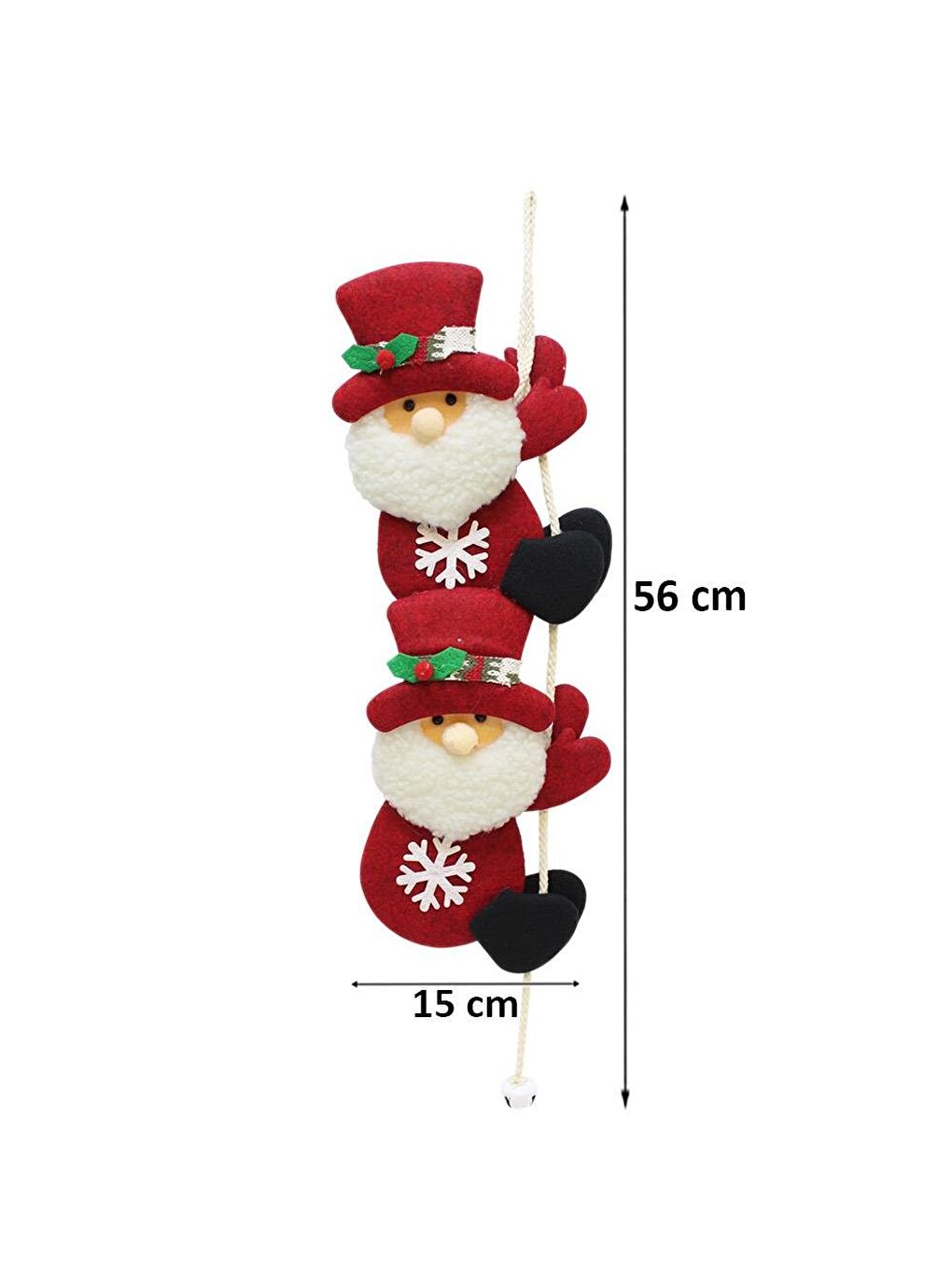 Kırmızı Yılbaşı Dekor Süsü İpe Tırmanan Noel Baba Asılabilir Dekoratif Süs 56 cm-1