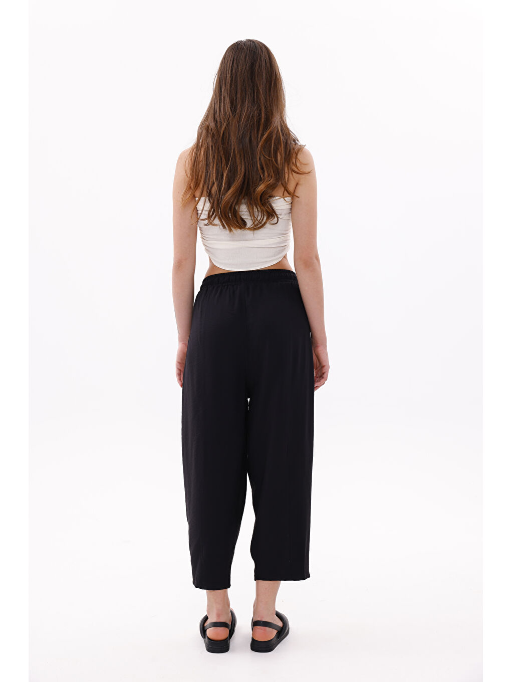 Siyah Kadın Şalvar Cepli Ayrobin Şalvar Pantolon Ayarlanabilir Beli Lastikli Pantolon KADIN-ŞALVAR-2