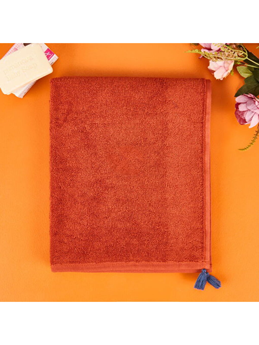 Evidea Kahverengi Soft Litrik Yüz Havlusu - Kiremit - 50x90 cm