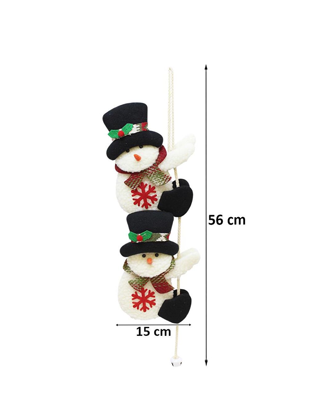 Kırmızı Yılbaşı Dekor Süsü İpe Tırmanan Kardan Adam Asılabilir Dekoratif Süs 56 cm-2