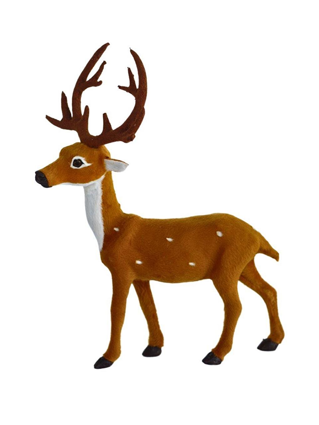 Kahverengi Yılbaşı Dekor Süsü Dekoratif Flok Kadife Kaplama Geyik 30 Cm-2