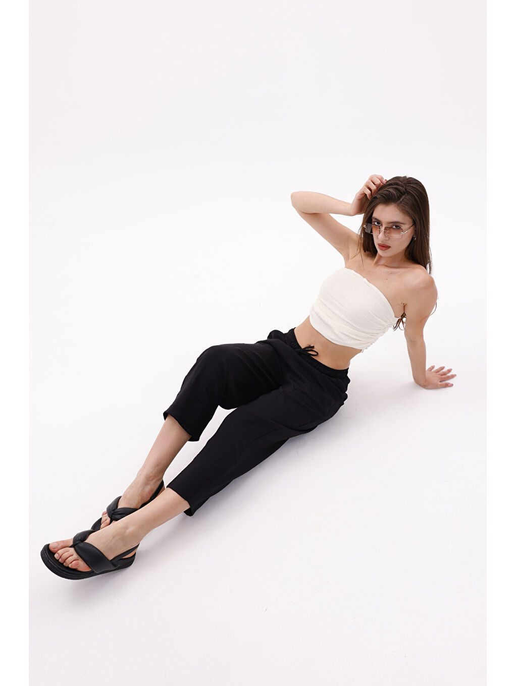 Siyah Kadın Şalvar Cepli Ayrobin Şalvar Pantolon Ayarlanabilir Beli Lastikli Pantolon KADIN-ŞALVAR-6