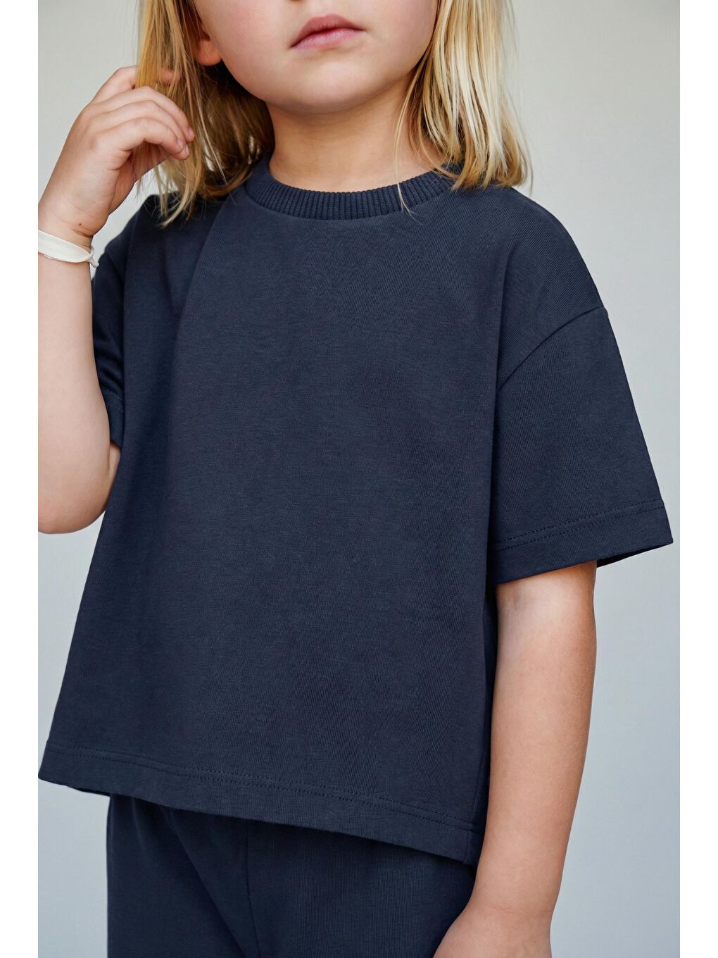 Kız Çocuk Pamuklu Lacivert T-Shirt Eşofman Takım-3