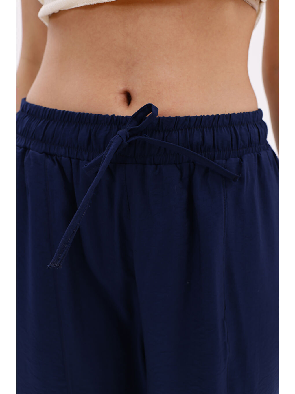 Lacivert Kadın Şalvar Cepli Ayrobin Şalvar Pantolon Ayarlanabilir Beli Lastikli Pantolon KADIN-ŞALVAR-5