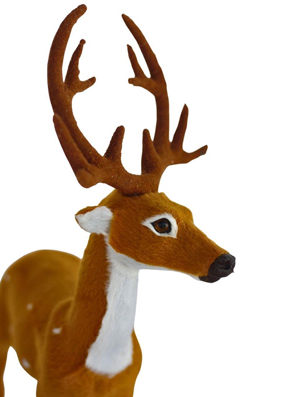 Kahverengi Yılbaşı Dekor Süsü Dekoratif Flok Kadife Kaplama Geyik 30 Cm-4