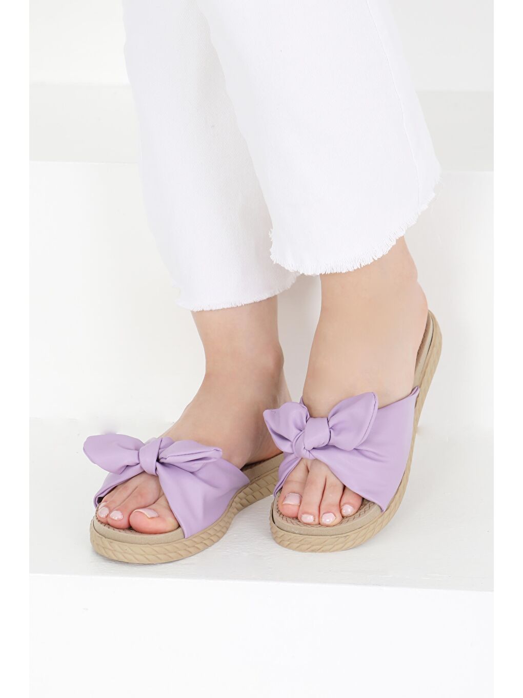 Kadın Lila Fyonklu Terlik - 27408-1