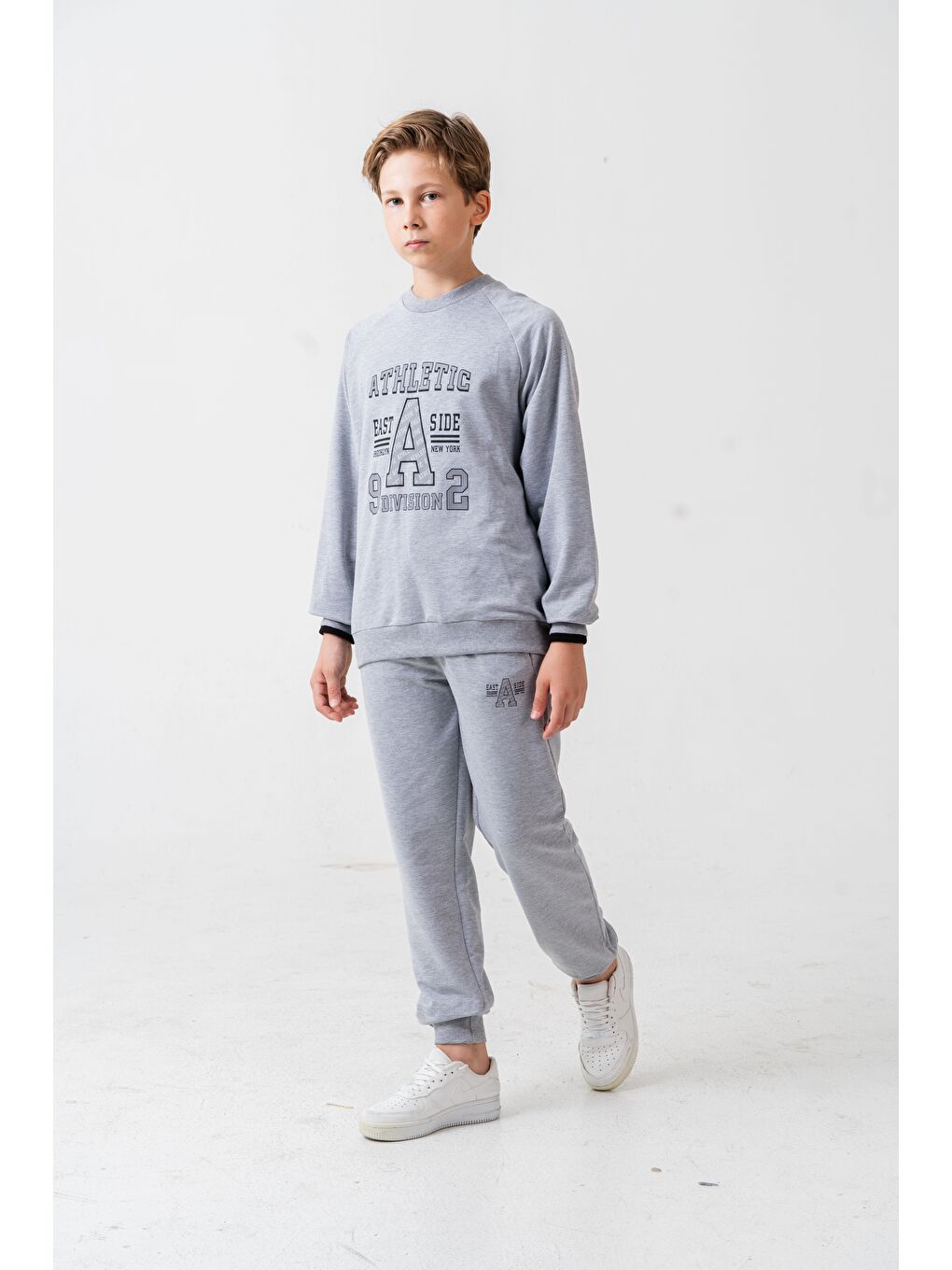 Gri Athletic Baskılı Erkek Çocuk Alt Üst Eşofman Takımı-2