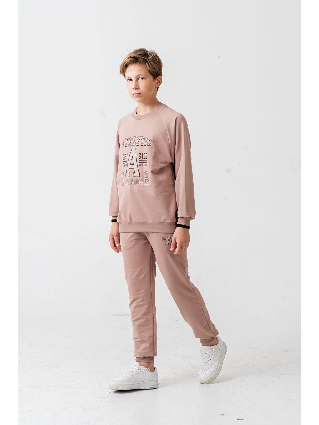 Bej Athletic Baskılı Erkek Çocuk Alt Üst Eşofman Takımı-2