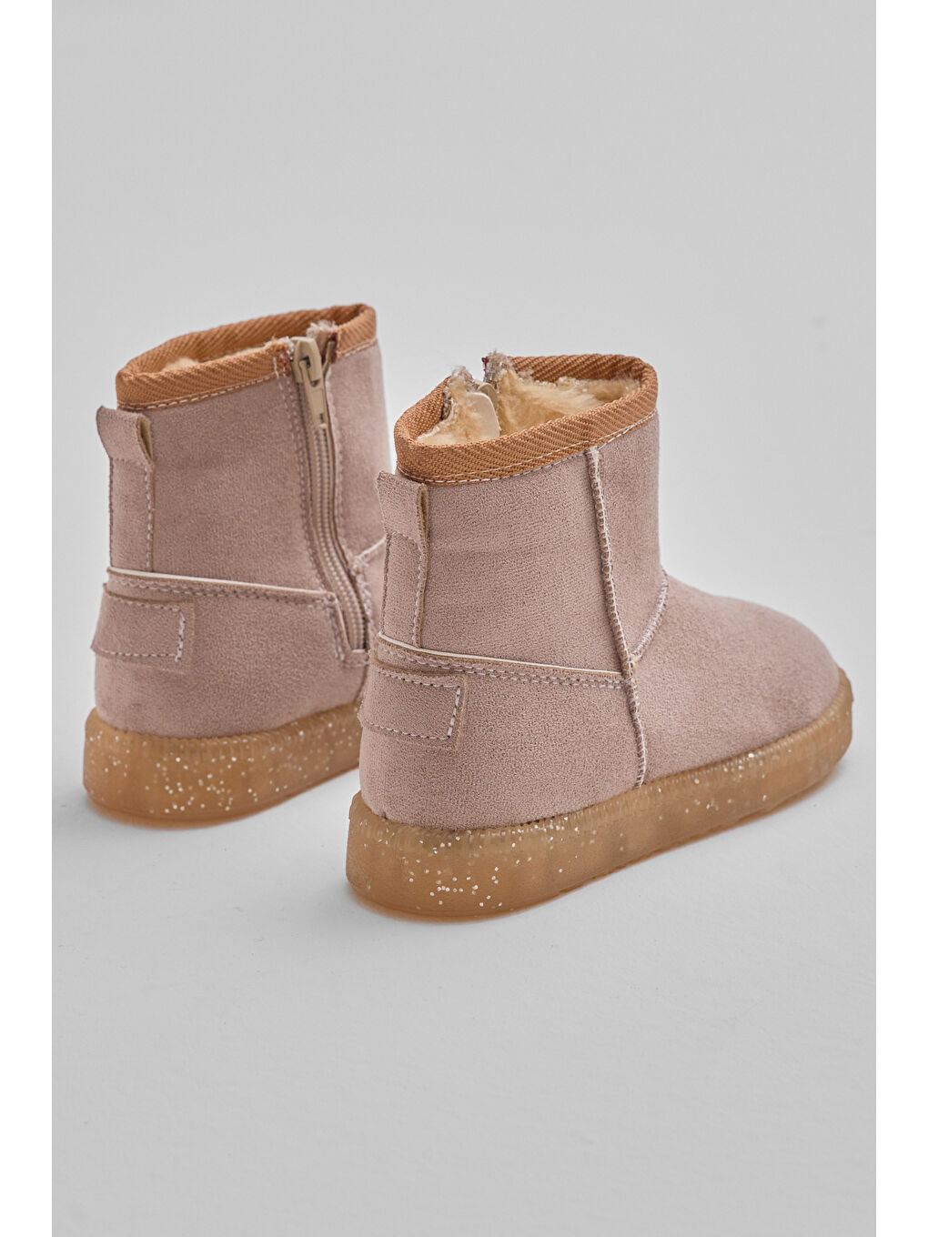 Bej Kız Çocuk Vizon Termo Taban Süet Görünümlü İçi Kürklü Kısa Bot-3