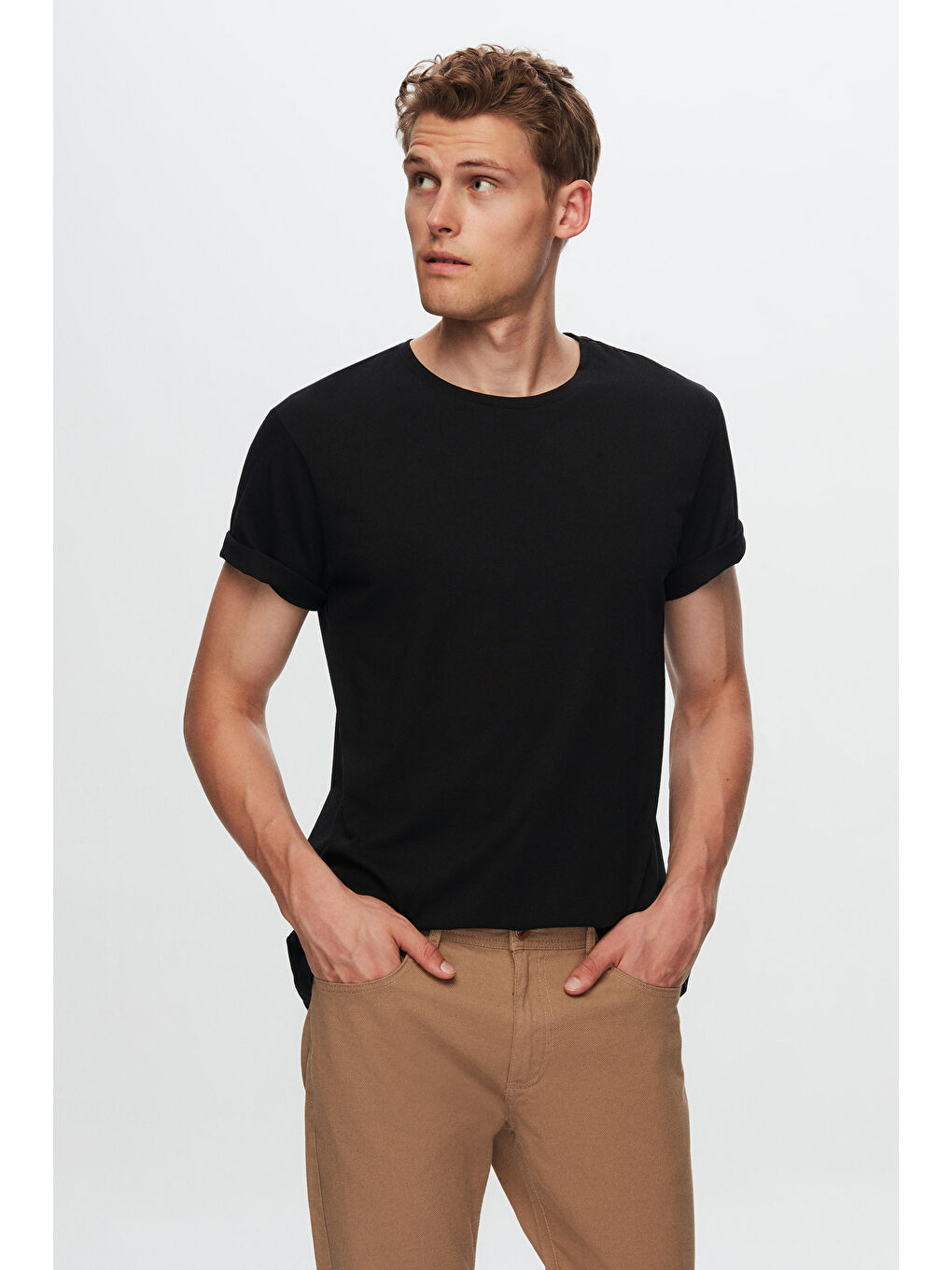 Slim Fit Siyah/Beyaz 5'Li T-Shirt-1