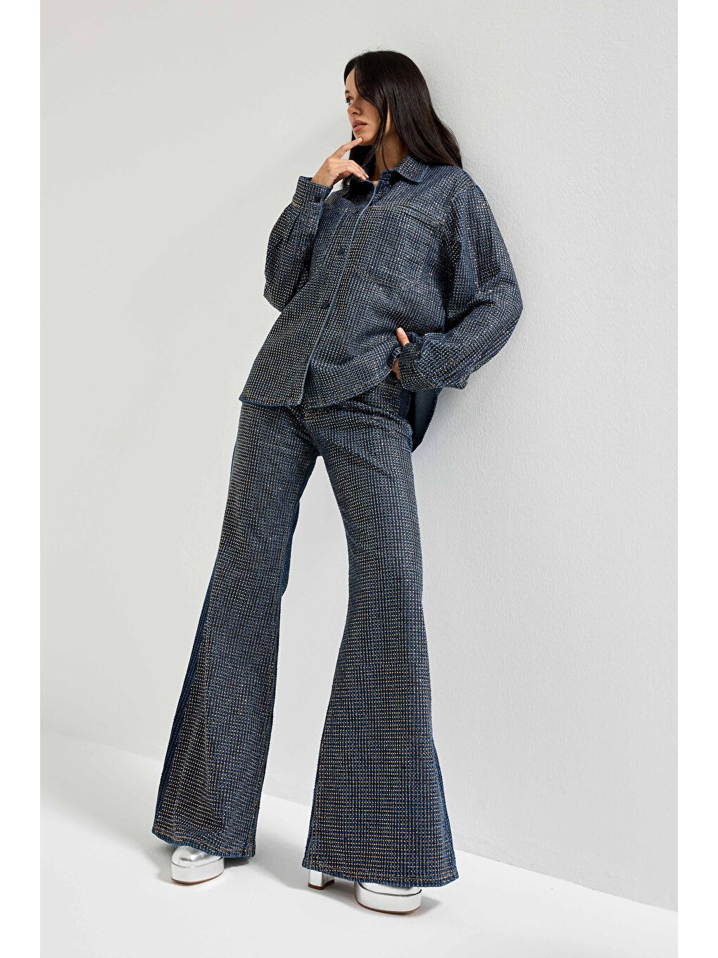 Mavi Kadın T.Kot Rengi T-1w5-7 Oversize Parlak Taşlı Özel Tasarım Denim Ceket-2