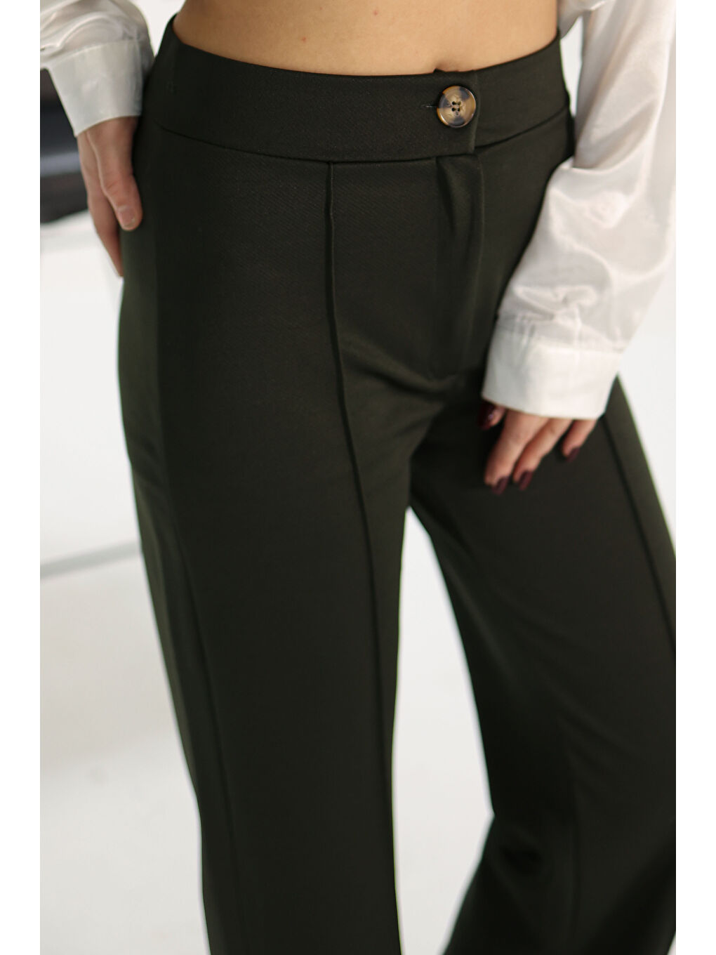 Şerit Detaylı Spor Pantolon Haki - 27084-3