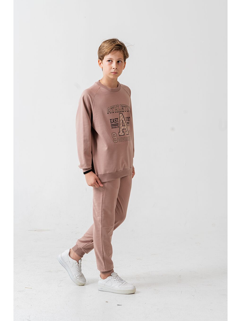 Bej Athletic Baskılı Erkek Çocuk Alt Üst Eşofman Takımı-3