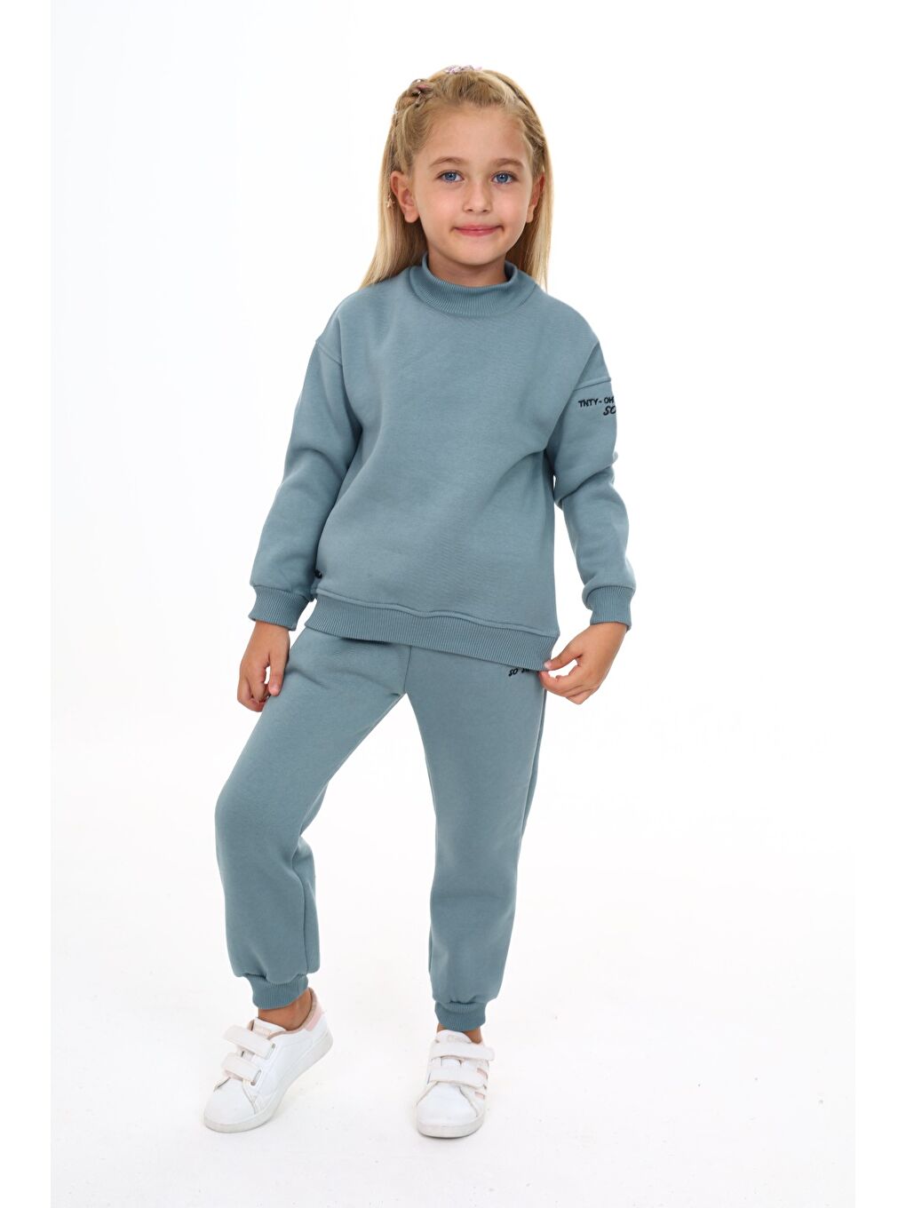 Mavi Kız Çocuk Nakışlı Eşofman Takım