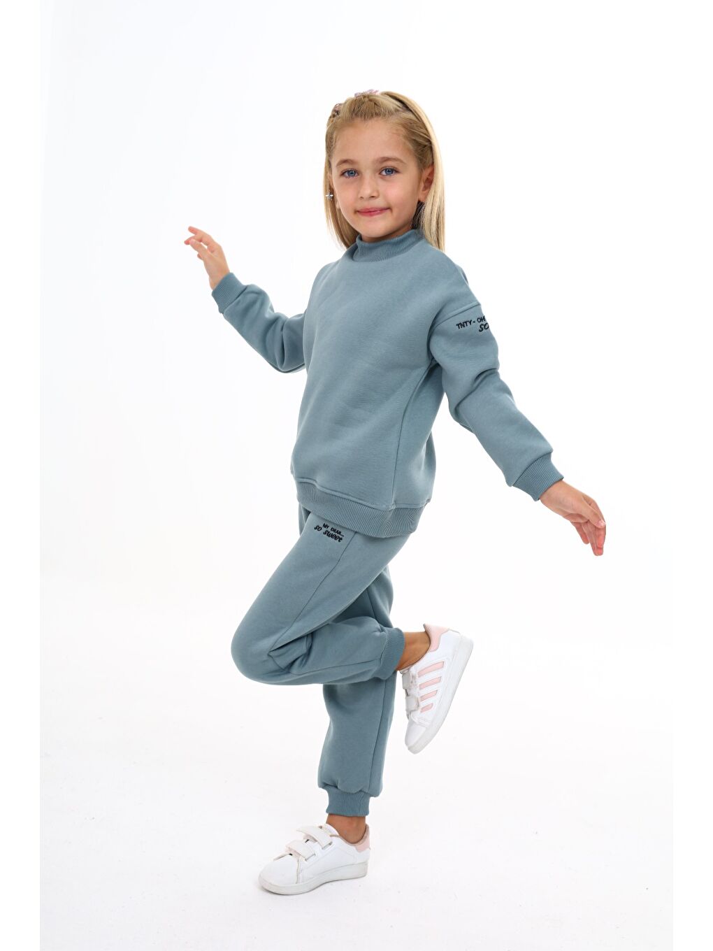 Mavi Kız Çocuk Nakışlı Eşofman Takım-4