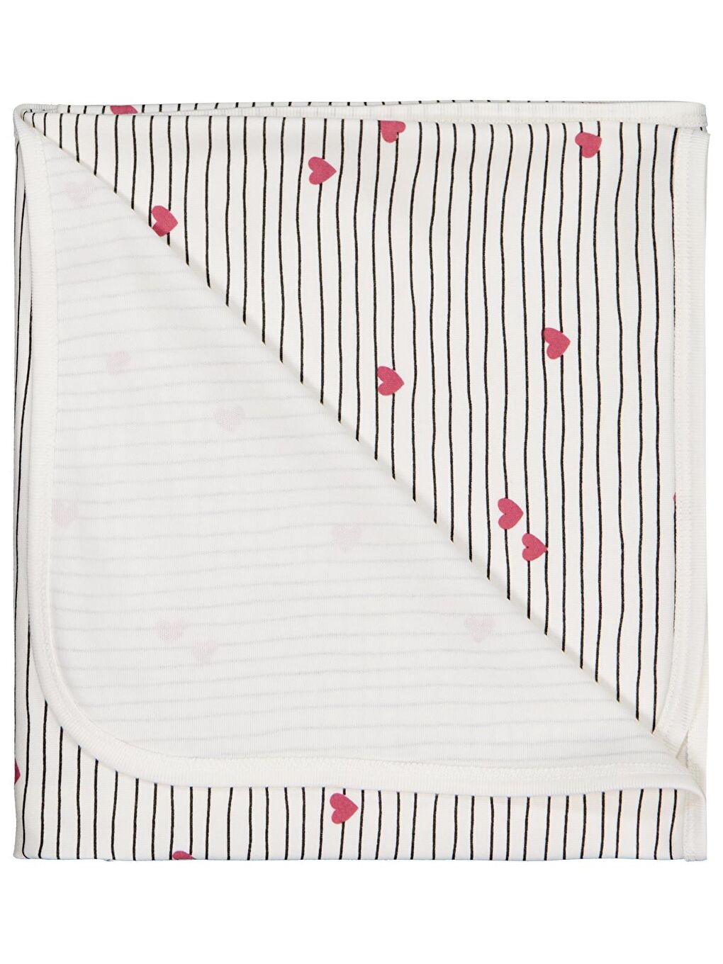 Baby Çizgi Kalp Battaniye - Ekru Standart
