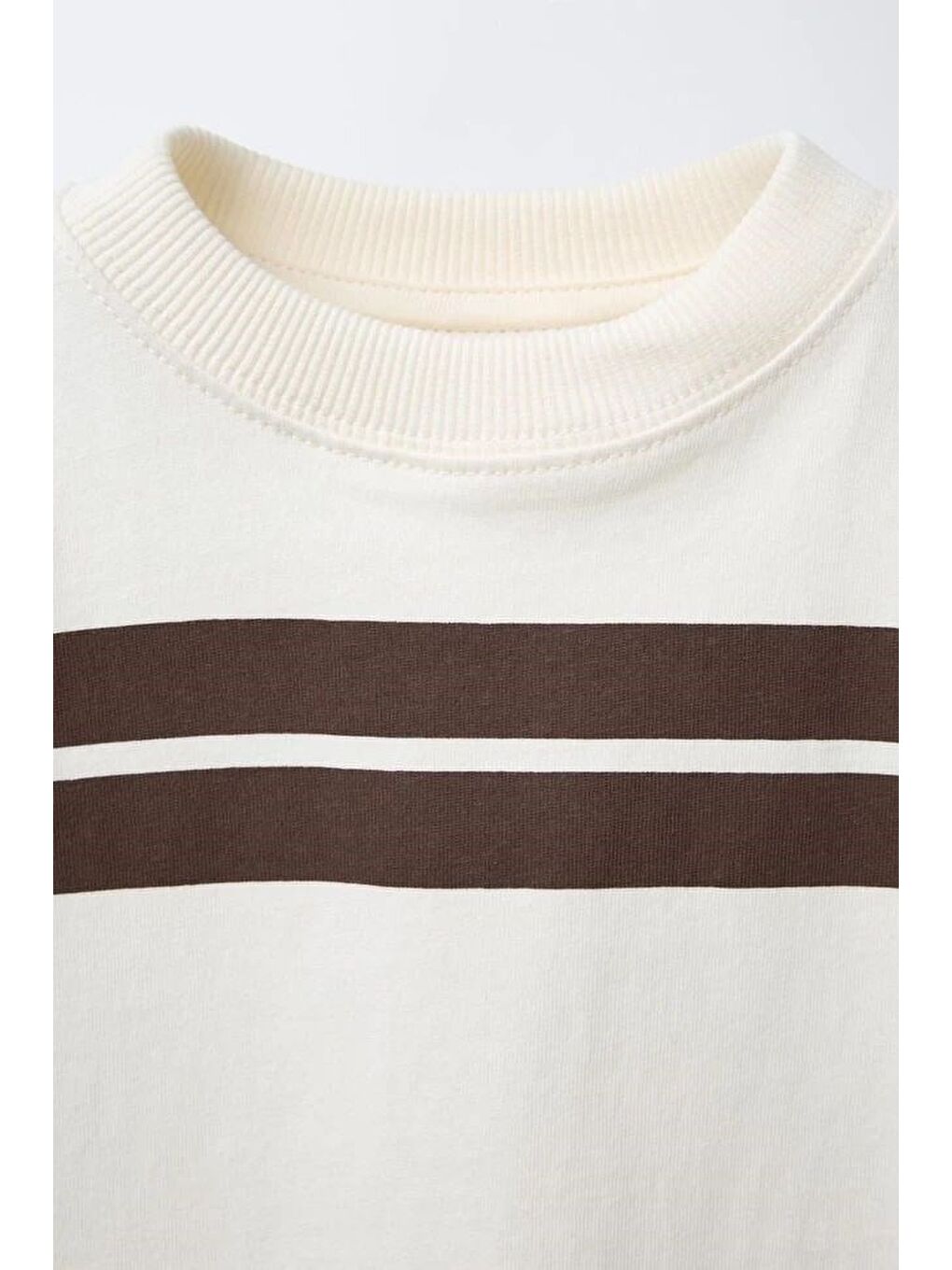 Karışık Çocuk Pamuklu Ekru Kahverengi Şeritli T-Shirt Şort Takım-3