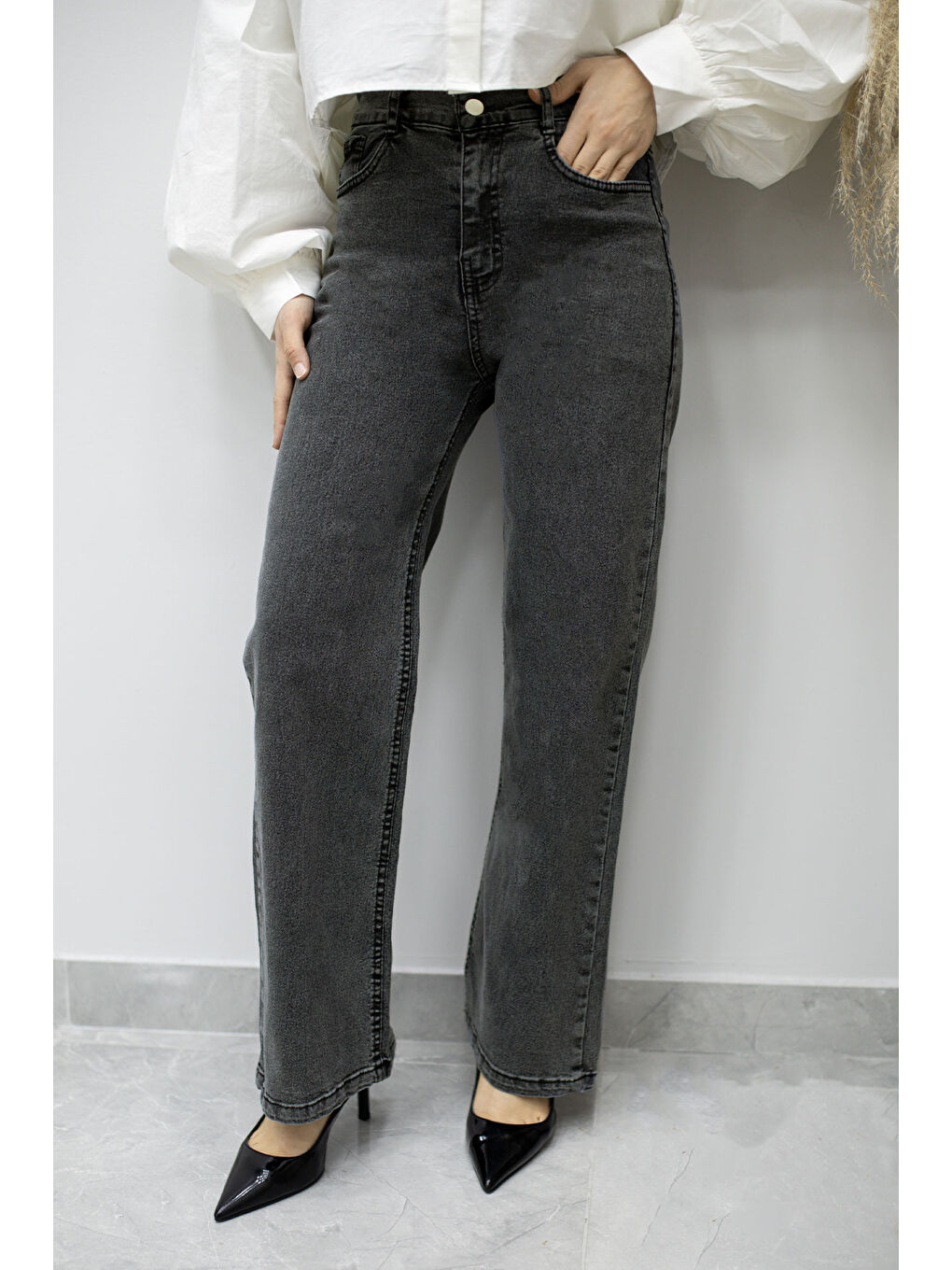 Elastanlı Cepli Jean Pantolon TSD260177 Antrasit