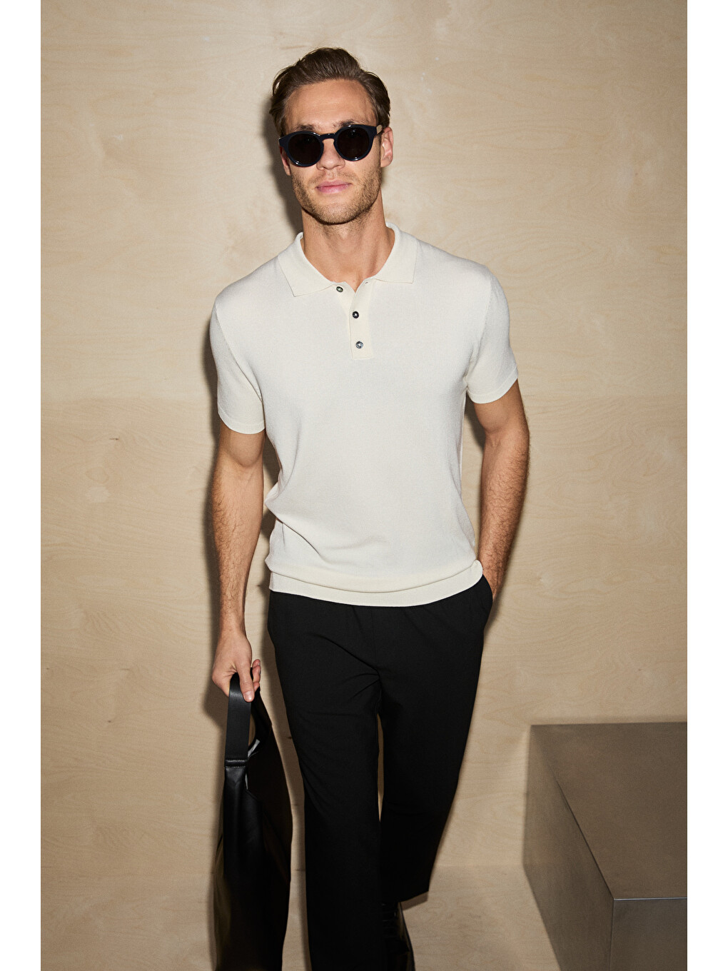 Vesto Erkek Triko Ekru Polo Yaka T-shirt-4