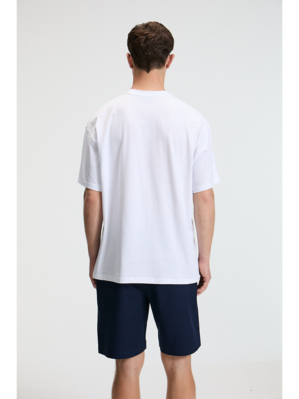 Erkek %100 Pamuk Oversize Fit Baskılı Kısa Kollu Yuvarlak Yakalı Beyaz Tişört-5