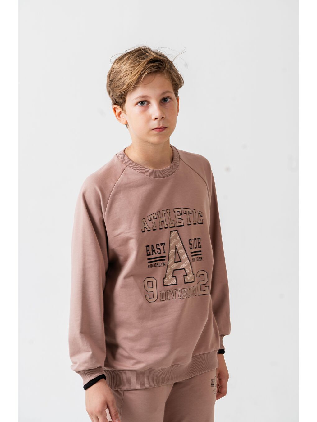 Bej Athletic Baskılı Erkek Çocuk Alt Üst Eşofman Takımı-4