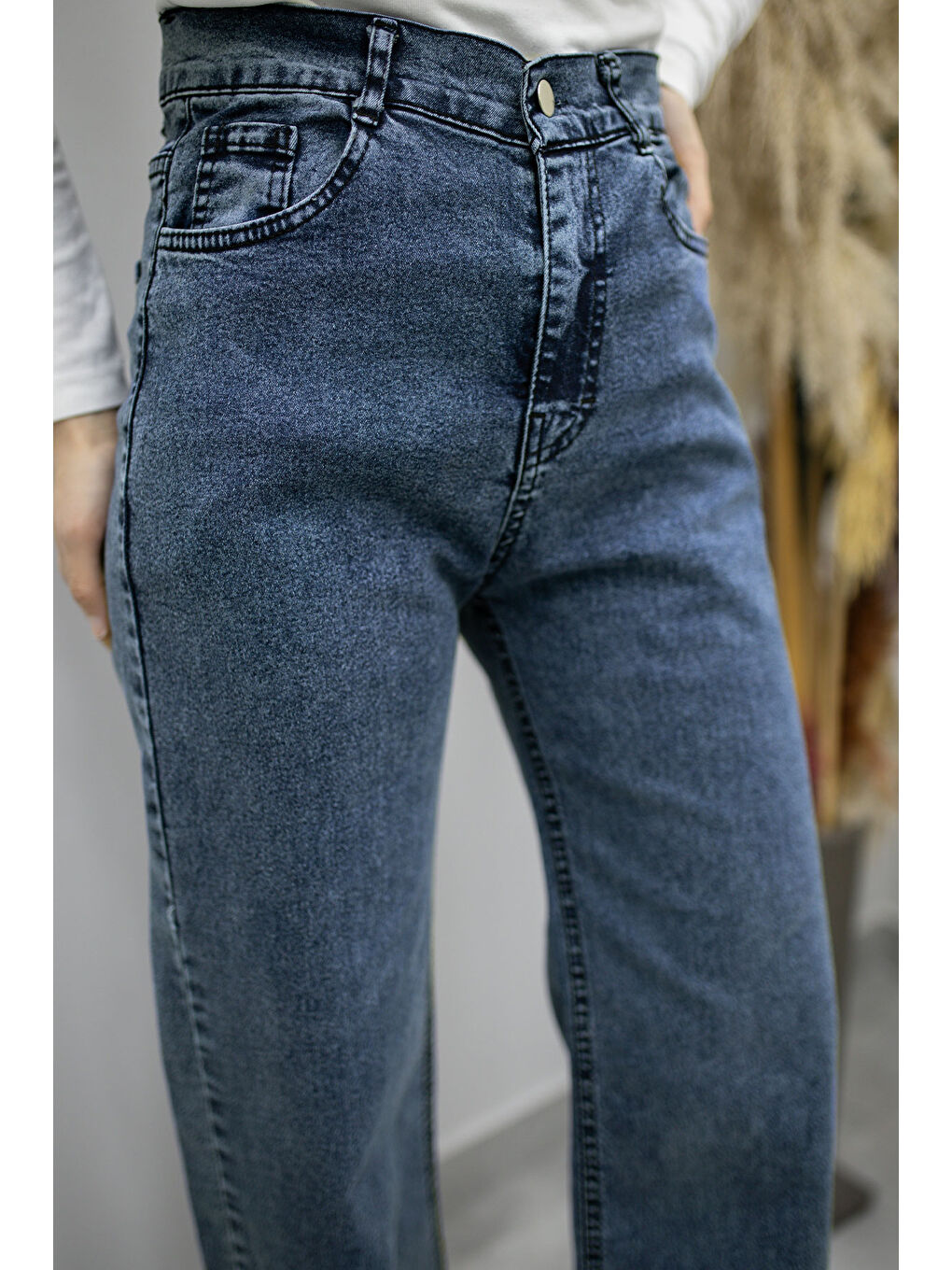Elastanlı Cepli Jean Pantolon TSD260177 Mavi-1