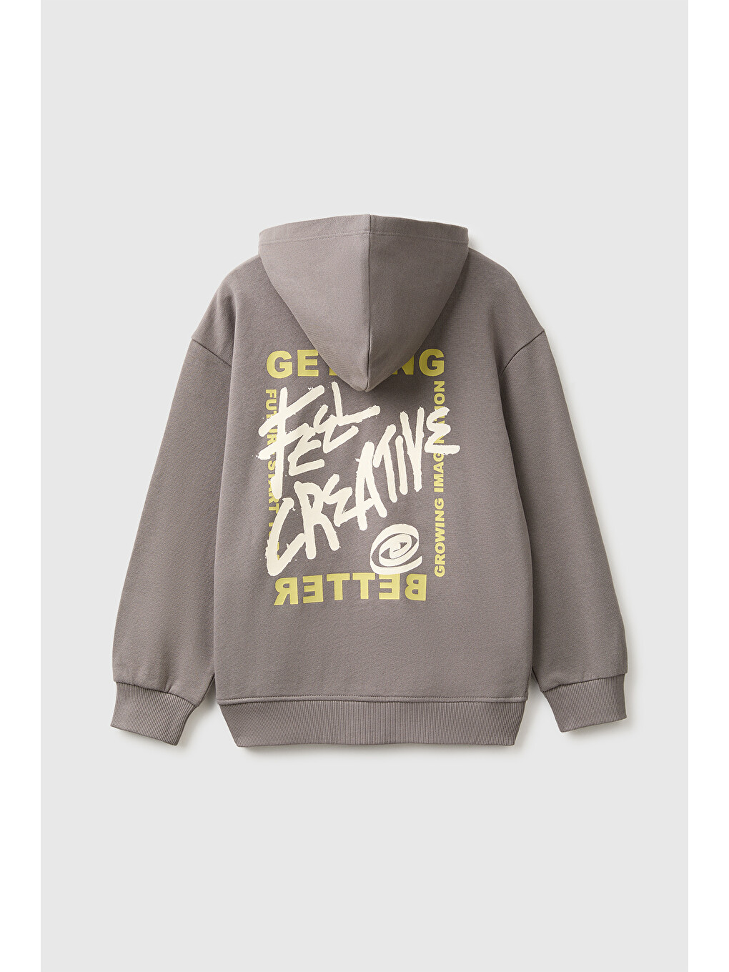 Erkek Çocuk Koyu Gri Ribanalı Cepli Kapüşonlu Fermuarlı Sweatshirt-1