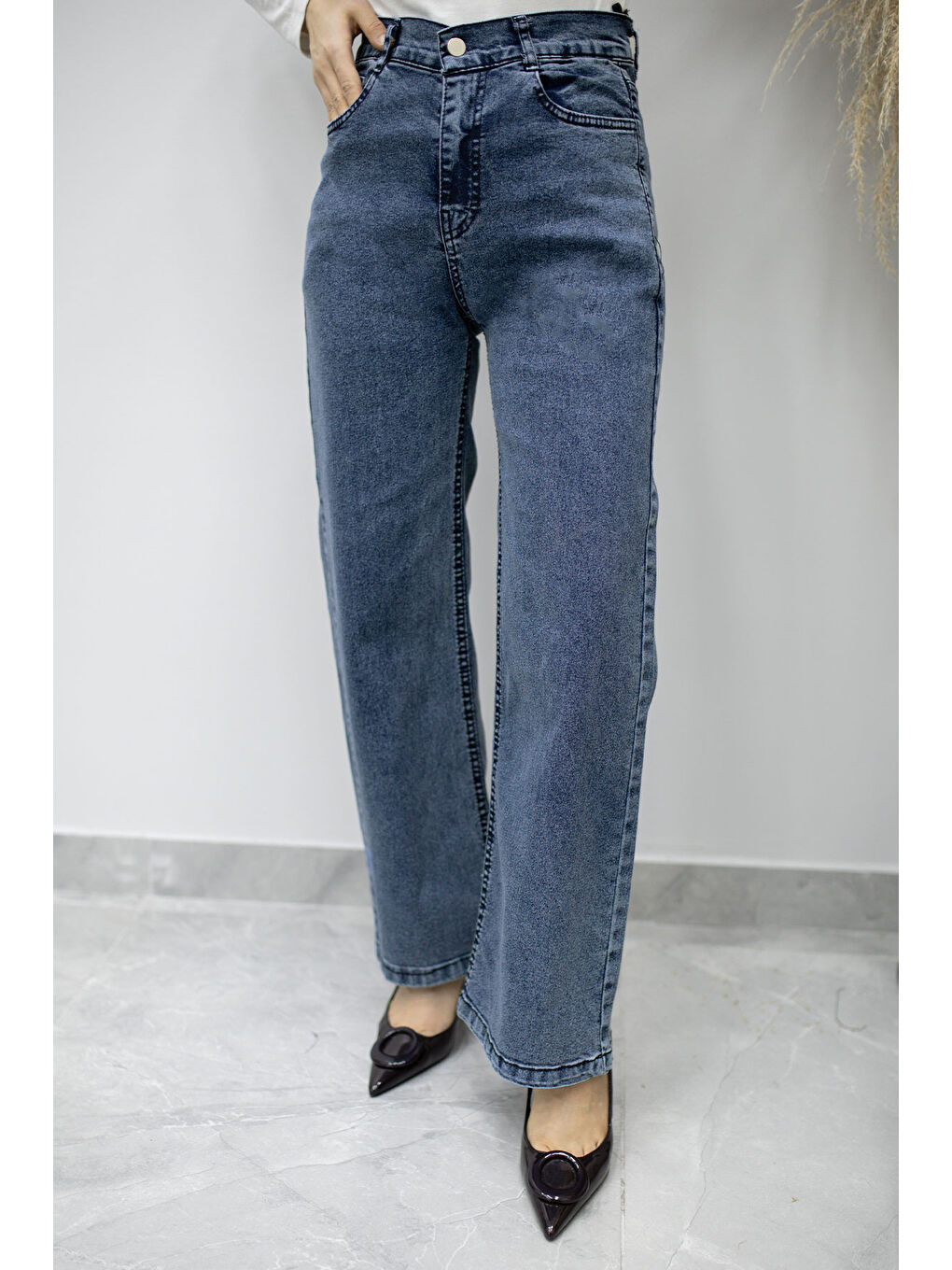 Elastanlı Cepli Jean Pantolon TSD260177 Mavi-3